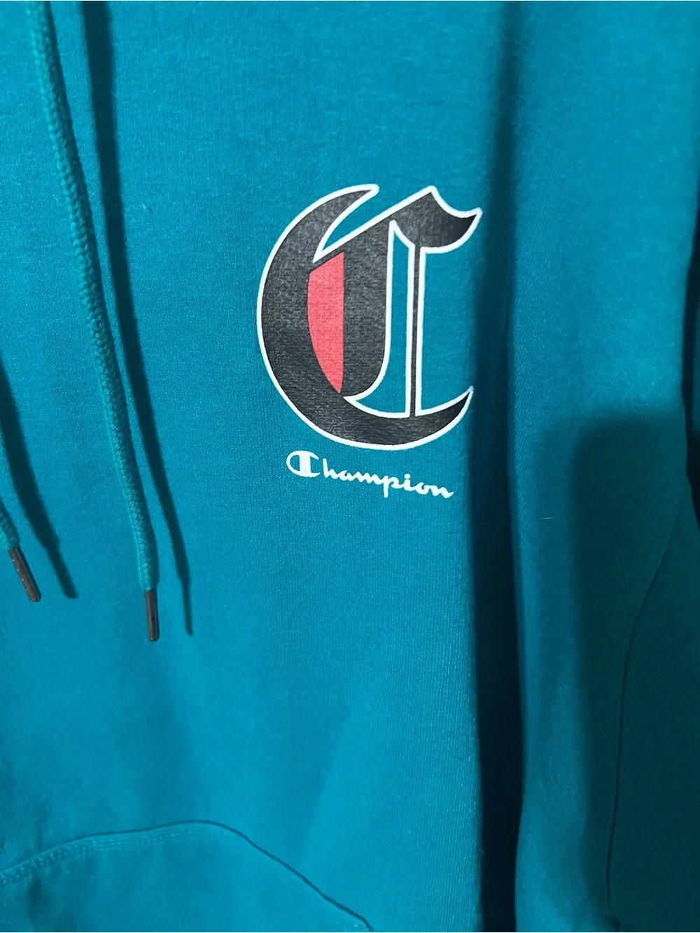 Champion Teal Hoodie with Embroidered Logo